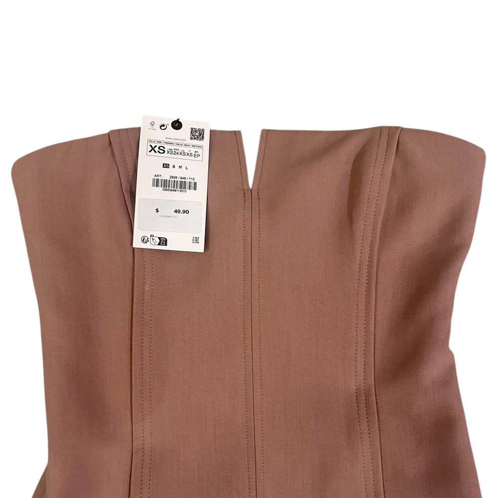 Zara | Seamed Bustier Strapless Top in Champagne